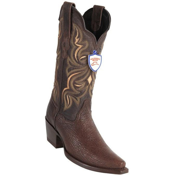 Wild West Boots Womens Genuine Shark Skin Snip Toe Western Boot Color-Brown