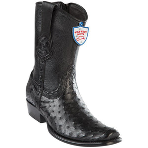 Wild-West-Boots-Mens-Ostrich-Dubai-Toe-Short-Boots-Color-Black