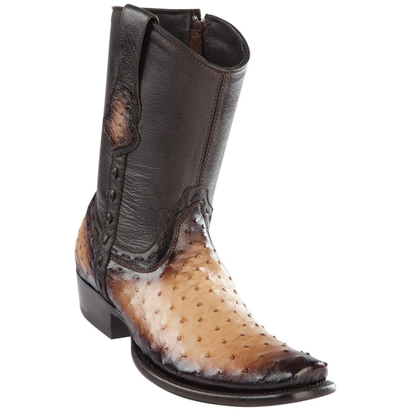 Wild-West-Boots-Mens-Ostrich-Dubai-Toe-Short-Boots-Color-Faded-Oryx
