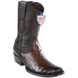 Wild-West-Boots-Mens-Ostrich-Dubai-Toe-Short-Boots-Color-Faded-Brown