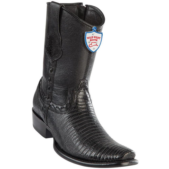 Wild-West-Boots-Mens-Genuine-Leather-Lizard-Skin-Dubai-Toe-Short-Boots-Color-Black
