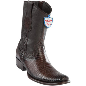 Wild-West-Boots-Mens-Genuine-Leather-Lizard-Skin-Dubai-Toe-Short-Boots-Color-Faded-Brown