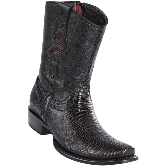 Wild-West-Boots-Mens-Genuine-Leather-Lizard-Skin-Dubai-Toe-Short-Boots-Color-Black-Cherry