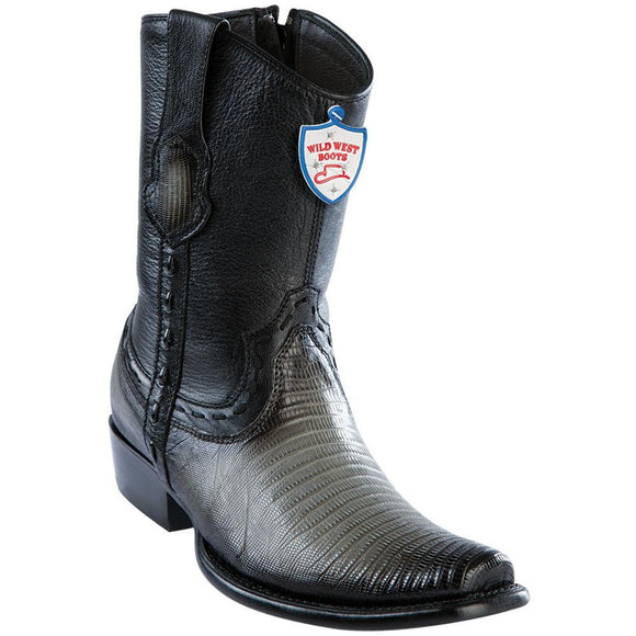 Wild-West-Boots-Mens-Genuine-Leather-Lizard-Skin-Dubai-Toe-Short-Boots-Color-Faded-Grey