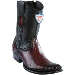 Wild-West-Boots-Mens-Genuine-Leather-Lizard-Skin-Dubai-Toe-Short-Boots-Color-Faded-Burgundy