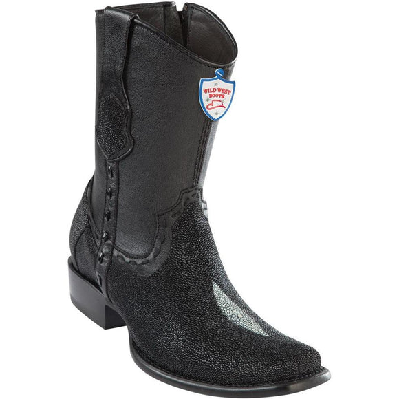 Wild-West-Boots-Mens-Stingray-Singlestone-Dubai-Toe-Short-Boots-Color-Black