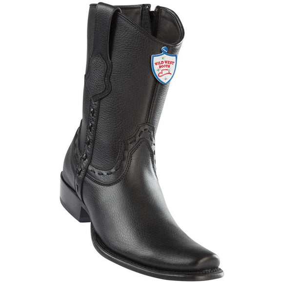 Wild-West-Boots-Mens-Genuine-Leather-Grisly-Leather-Dubai-Toe-Short-Boots-Color-Black