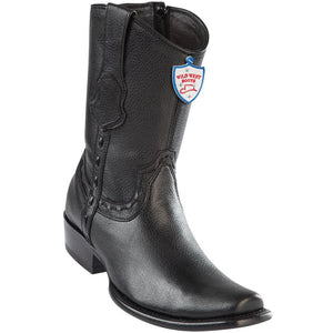 Wild-West-Boots-Mens-Genuine-Leather-Elk-Leather-Dubai-Toe-Short-Boots-Color-Black
