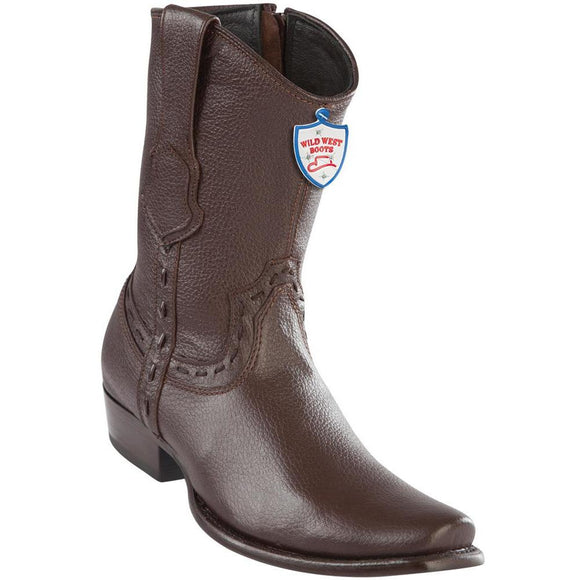 Wild-West-Boots-Mens-Genuine-Leather-Elk-Leather-Dubai-Toe-Short-Boots-Color-Brown