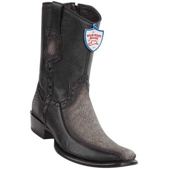 Wild-West-Boots-Mens-Genuine-Leather-Shark-and-Deer-Dubai-Toe-Short-Boots-Color-Faded-Grey