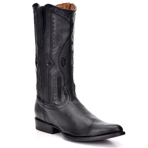 Cuadra Men's Deer R-Toe Cowboy Boot - Black