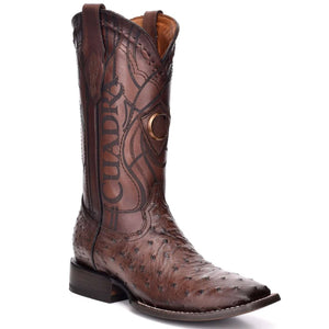 Cuadra Men's Ostrich Wide Square Toe rodeo Cowboy Boots Everest Chocolate 3Z101A1