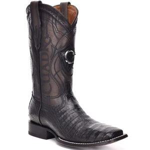 Cuadra Men's Square Toe Caiman Black Cowboy Boots