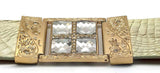 RRango Unisex Gold Tone 4 White Stones Design Caiman Belly Custom Belt