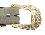 RRango Unisex Gold Tone 4 White Stones Design Ostrich Custom Belt