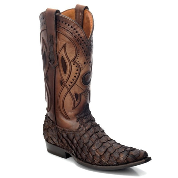 Cuadra Men’s Pirarucu Snip Toe Cowboy Boots - RR Western Wear, Cuadra Men’s Pirarucu Snip Toe Cowboy Boots