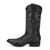 Cuadra Men's Black Ostrich Cowboy Boots R-Toe - Black - RR Western Wear, Cuadra Men's Black Ostrich Cowboy Boots R-Toe - Black