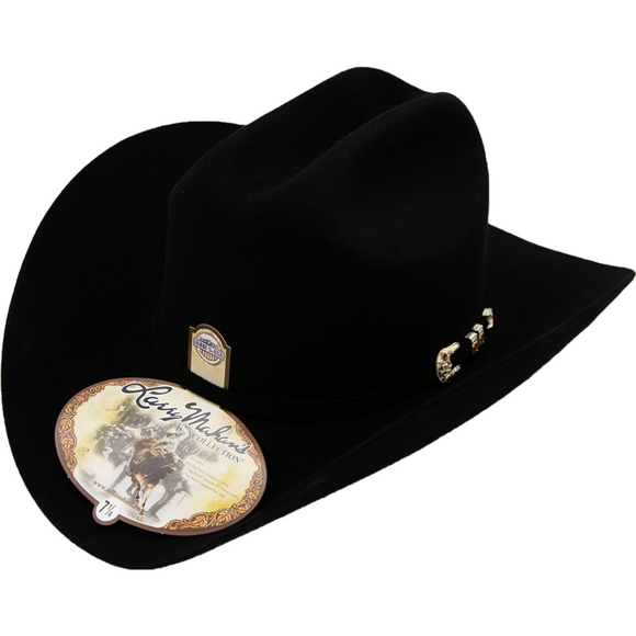 10x Larry Mahan Jerarca Fur Felt Cowboy Hat Black - RR Western Wear, 10x Larry Mahan Jerarca Fur Felt Cowboy Hat Black