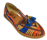Womens Leather Sandals Huarache with Bell Design Color Brown Multi Color