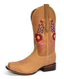 El General Women's The Red Rose of Texas Collection Honey Rose Rodeo Toe Western Boots