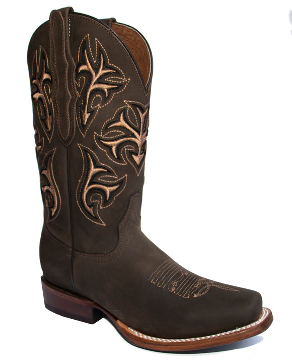 El General Women's The Red Rose of Texas Collection Brown Rodeo Toe Western Boots