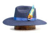 RRango Womens "Bella" Pinch Crown Wool Cowgirl Hat - Navy