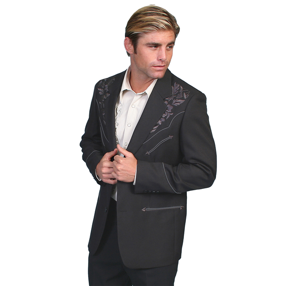 Scully -  Blazer with Floral tonal embroidery - P-733
