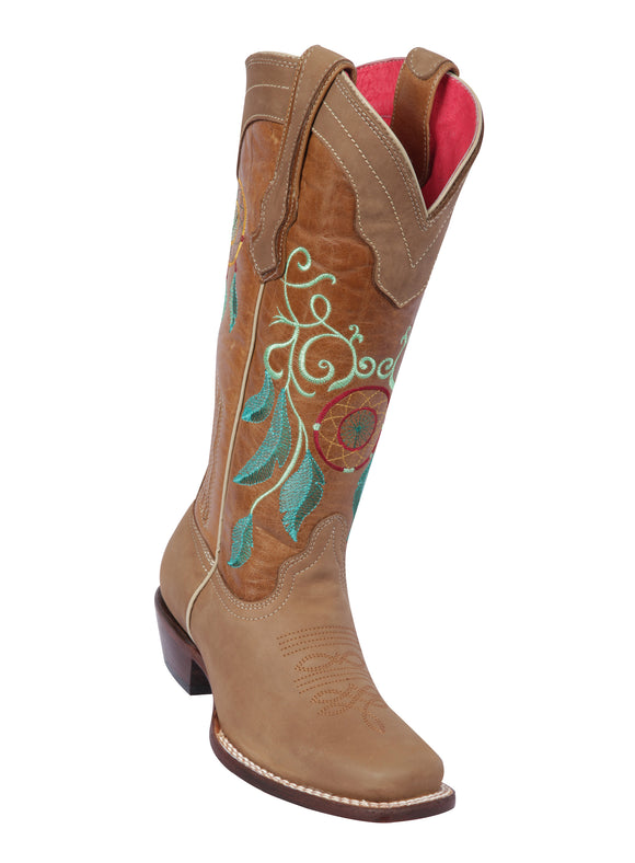 Quincy-Boots-Womens-Grasso-and-Crazy-Leather-Dream-Catcher-Tan-Rodeo-Toe-Western-Boot