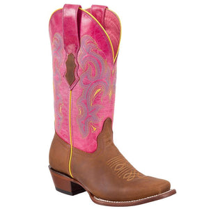 Quincy-Boots-Womens-Crazy-and-Grasso-Leather-Honey/Pink-Rodeo-Toe-Western-Boot