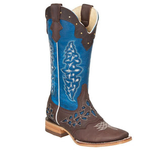 Quincy-Boots-Womens-Crazy-Leather-Choco/Blue-Ranch-Toe-Western-Boot