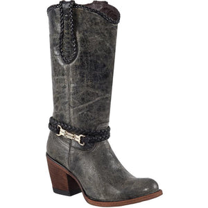 Quincy-Boots-Womens-Fashion-Vintage-Leather-Gray-Round-Toe-Western-Boot