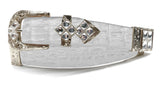 RRango Unisex Silver Tone 4 White Stones Design Caiman Hornback Custom Belt