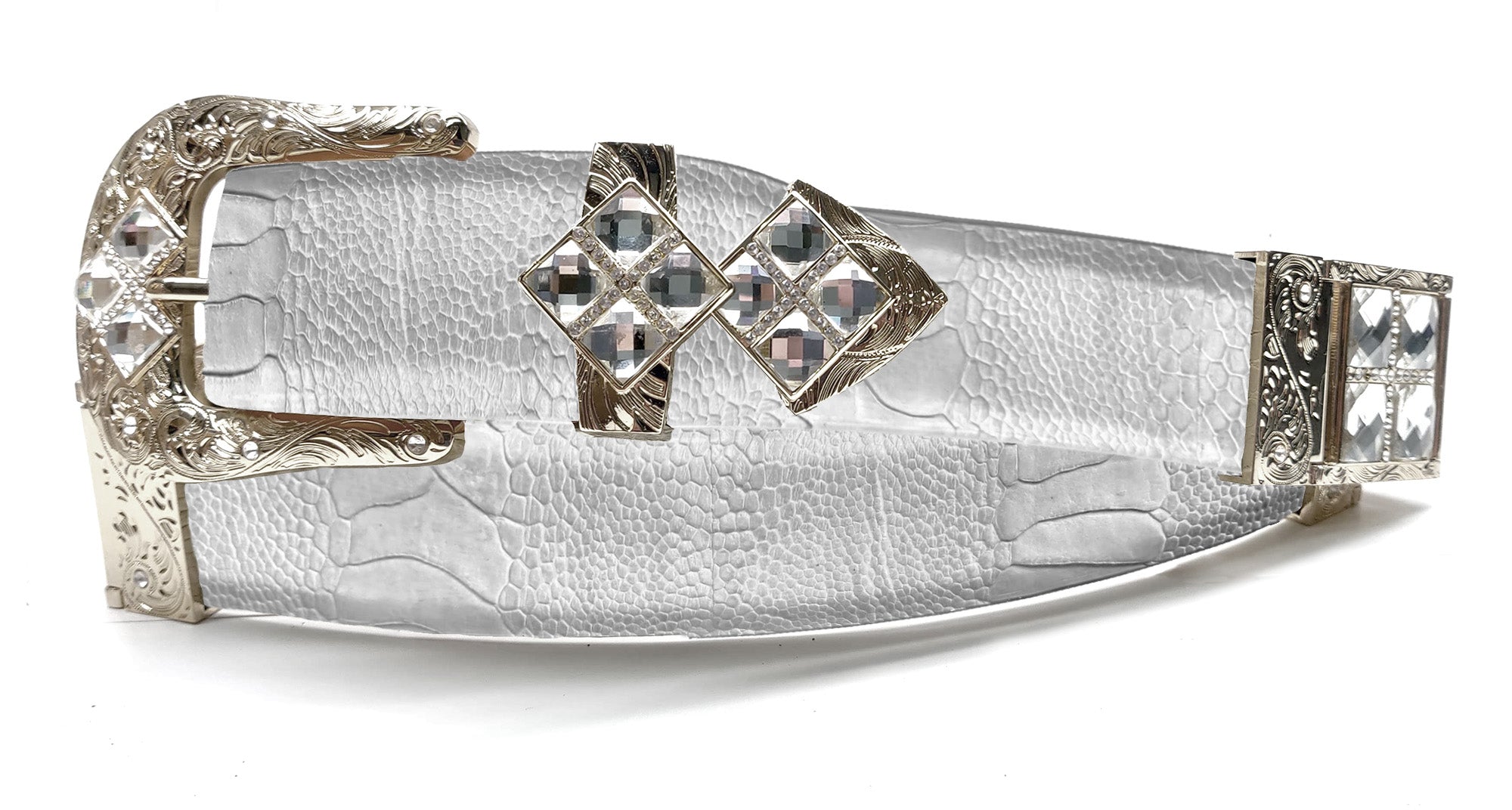 RRango Unisex Gold Tone 4 White Stones
Design Ostrich Custom Belt. RRango Unisex Silver Plated 4 White Stones Design Ostrich  main image 3
