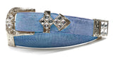 RRango Unisex Silver Tone 4 White Stones Design Caiman Belly Custom Belt