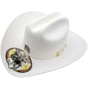 6x Larry Mahan Real Fur Felt Cowboy Hat White - RR Western Wear, 6x Larry Mahan Real Fur Felt Cowboy Hat White