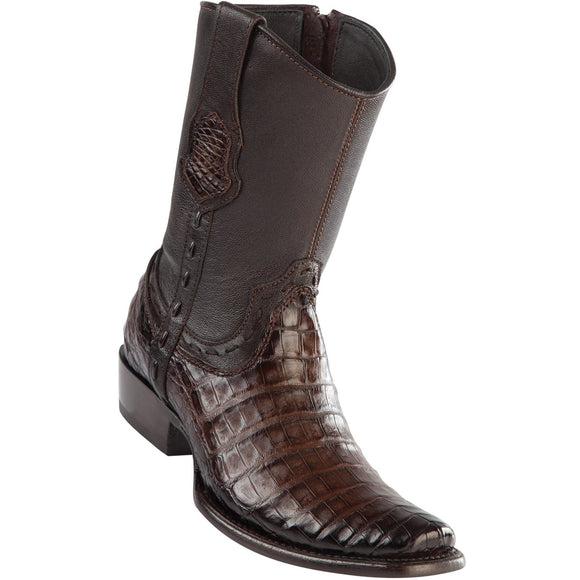 Wild-West-BootsMens-Caiman-Belly-Dubai-Toe-Short-Boot-Color-Faded-Brown