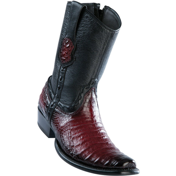 Wild-West-BootsMens-Caiman-Belly-Dubai-Toe-Short-Boot-Color-Faded-Burgundy